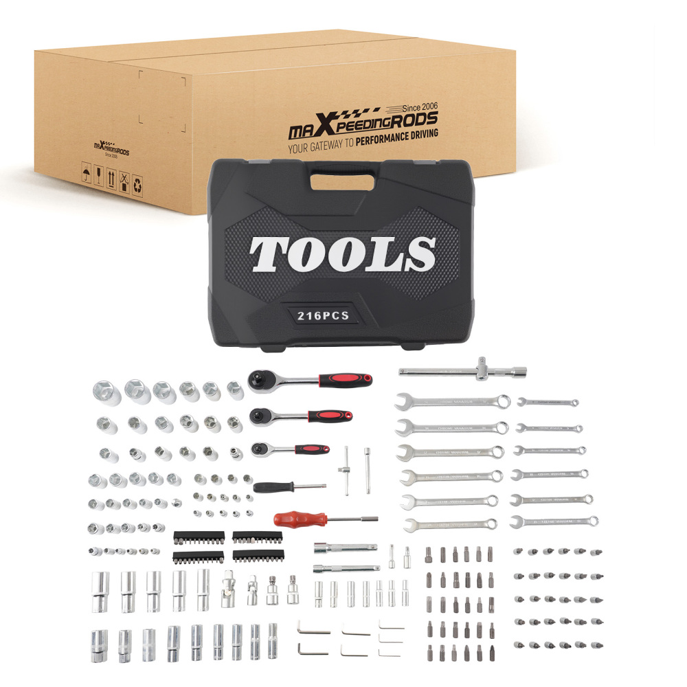 216PCS Complete Socket Set Ratchet Wrench Tool Kit Multi-Drive Steel