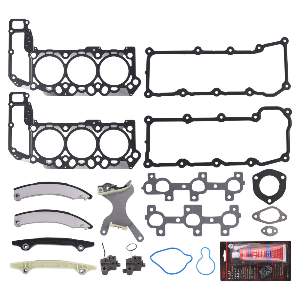 Timing Chain Kit Head Gasket Bolt Set compatible for Dodge Ram 1500 compatible for Jeep Liberty 3.7L 02-05