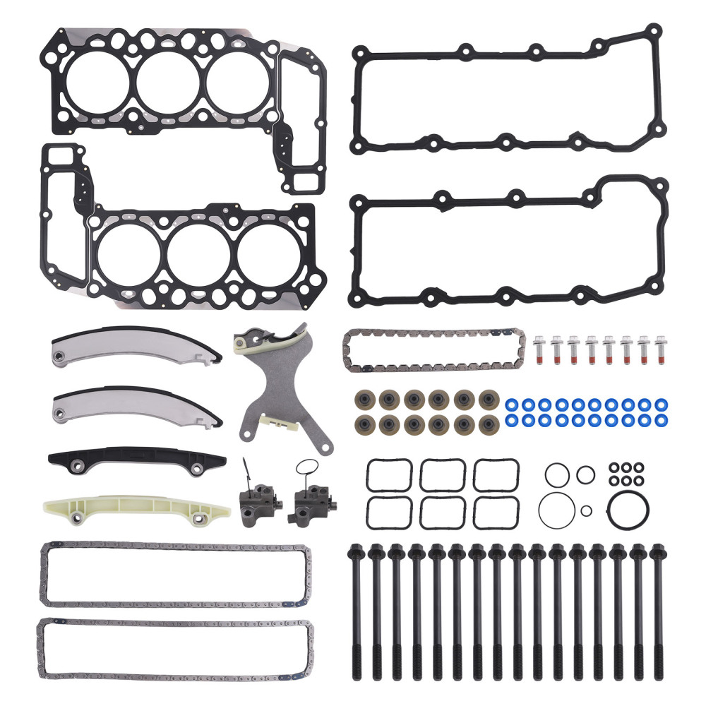 Timing Chain Kit Head Gasket Bolt Set compatible for Dodge Ram 1500 compatible for Jeep Liberty 3.7L 02-05