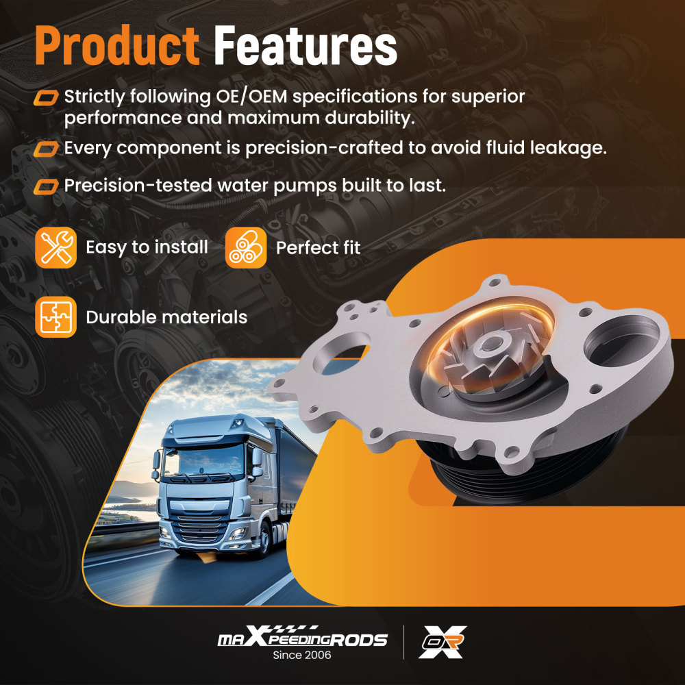 Coolant Water Pump compatible for Ford F-150 V6 3.5L 3.7L 2011-2017 125-3285 Belt Driven