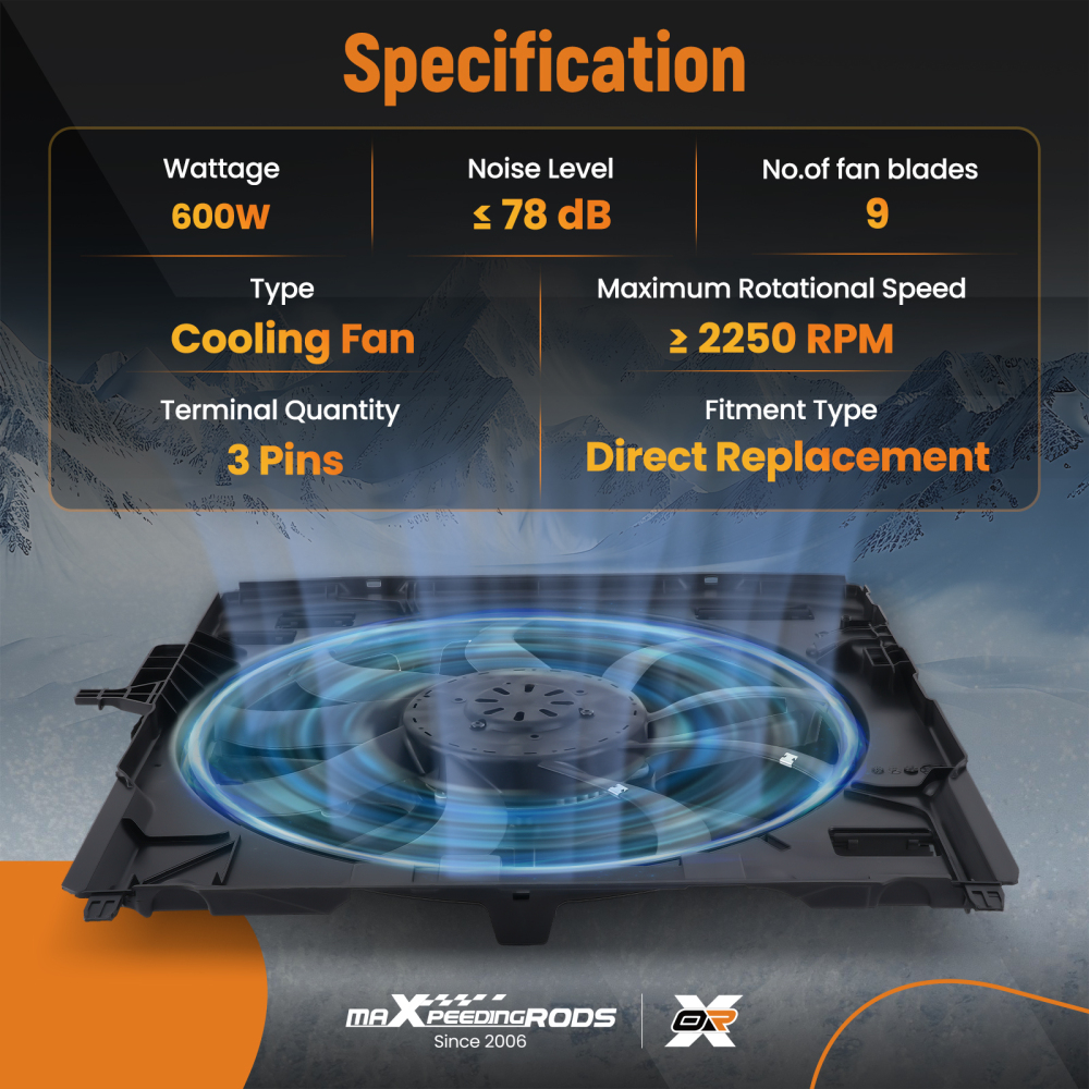 Cooling Fan compatible for BMW X5 3.0L/4.8L 07-2010 17428618240 17427533558 17427598740