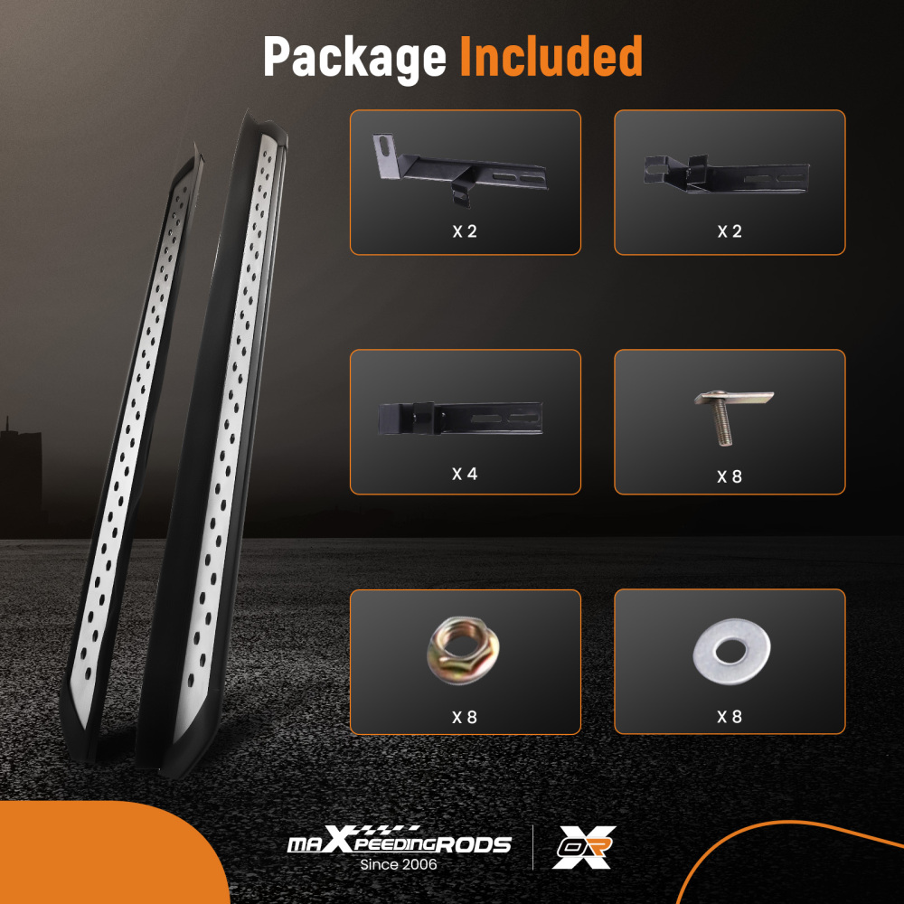 Anti-Slip Running Board Side Steps compatible for Toyota Highlander 2020-2023 Black