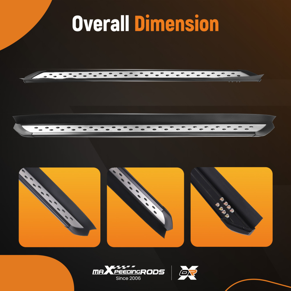 Anti-Slip Running Board Side Steps compatible for Toyota Highlander 2020-2023 Black