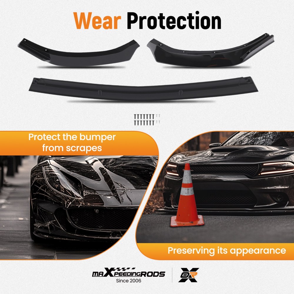 Front Aero Lip Kit compatible for Mercedes W177 V177 A-Class 2018+ Black Painted