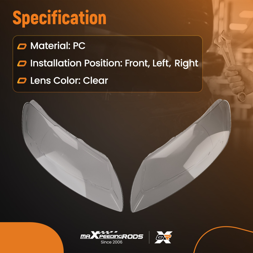 Clear Front Headlight Lens Cover compatible for Audi Q7 2006-2015 4L0941029 4L0941030 Pair