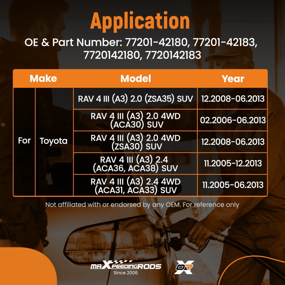 Fuel Tank Fill Neck Pipe compatible for Toyota RAV4 III 2.0/2.4L 2005-13 77201-42180 Black