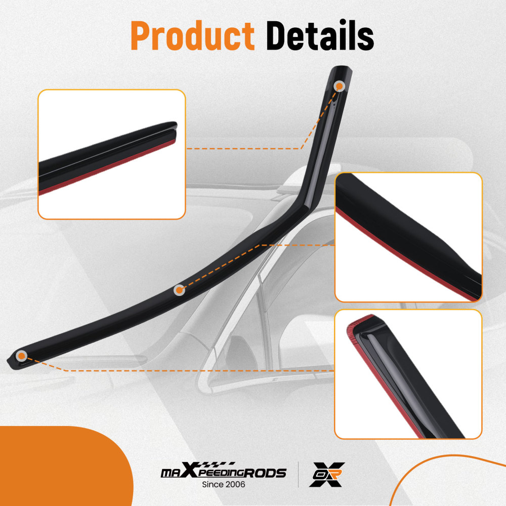 Wind Deflectors compatible for VW Caddy 2004-2020 Outside Mount Black Tinted 4pc Set