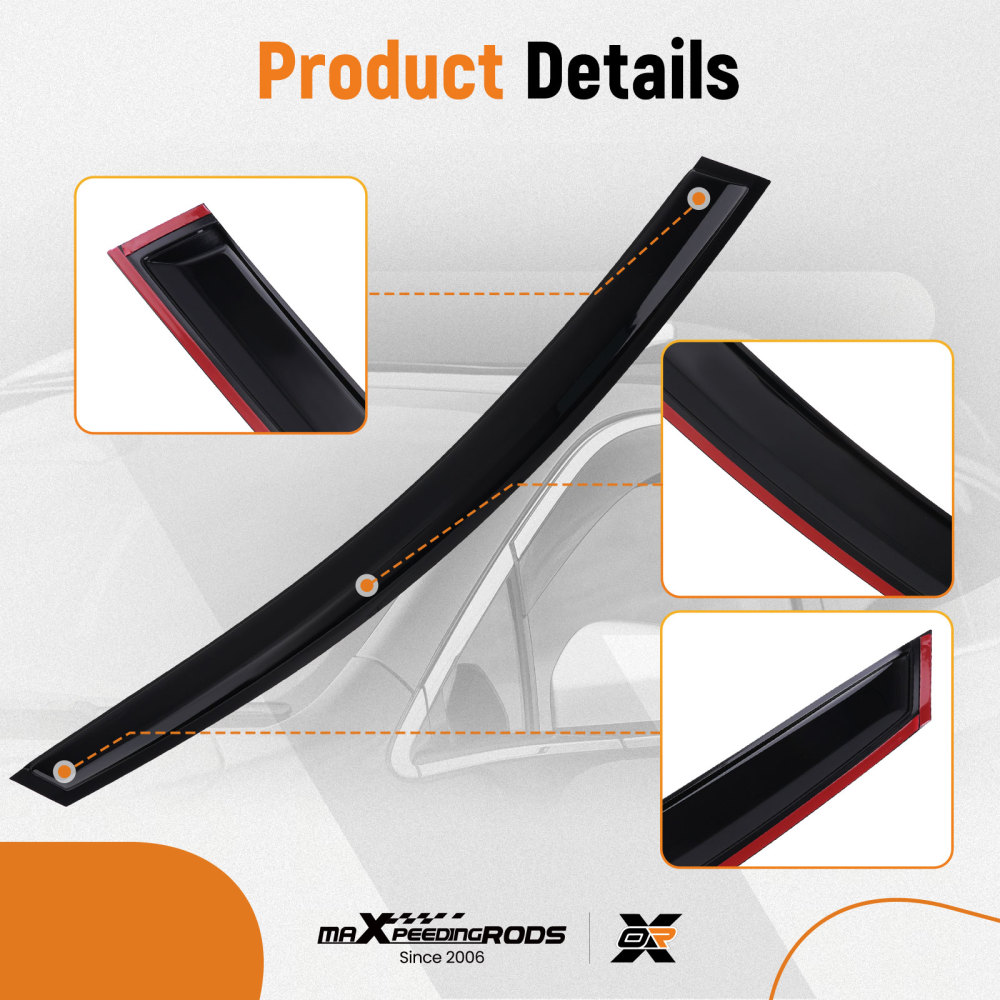 Door Rain Shield Guards compatible for Ford Mondeo 2015-2022 Outside Mount Black Set 4pc