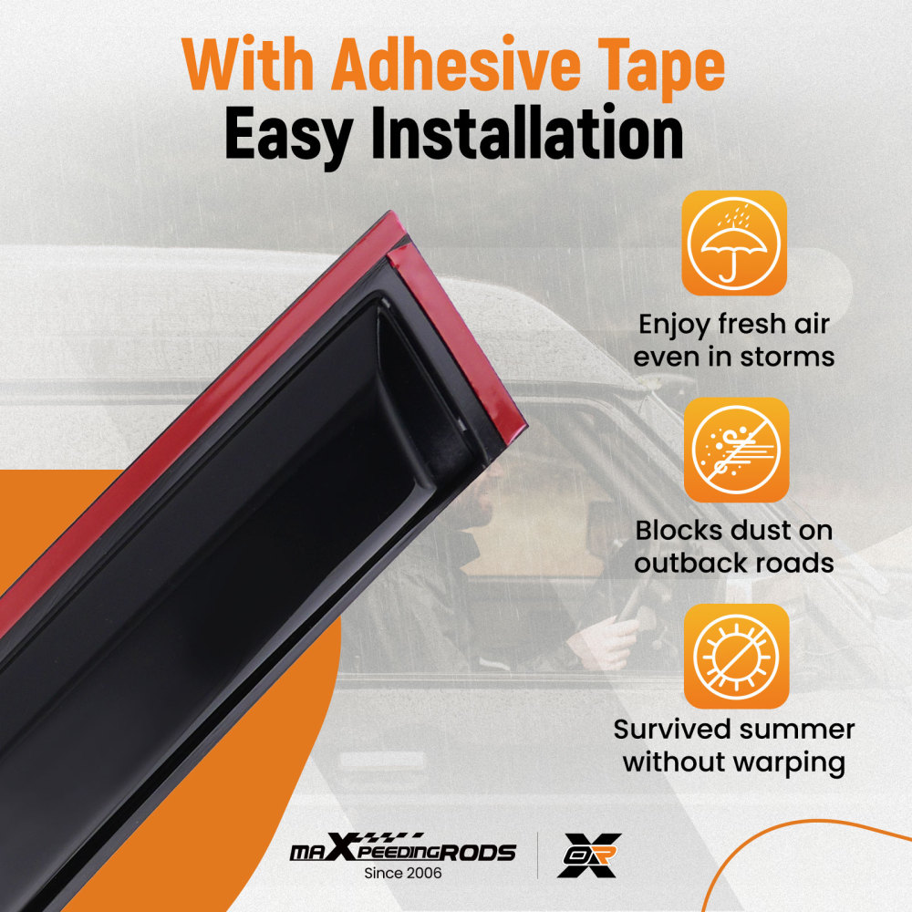 Door Rain Shield Guards compatible for Ford Mondeo 2015-2022 Outside Mount Black Set 4pc