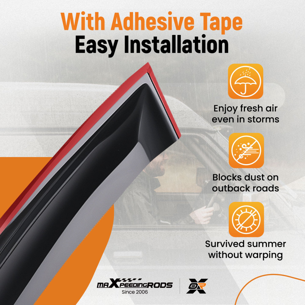 Acrylic Door Wind Guards compatible for Ford Kuga 2012-2019 Outside Mount Black 4pc Set