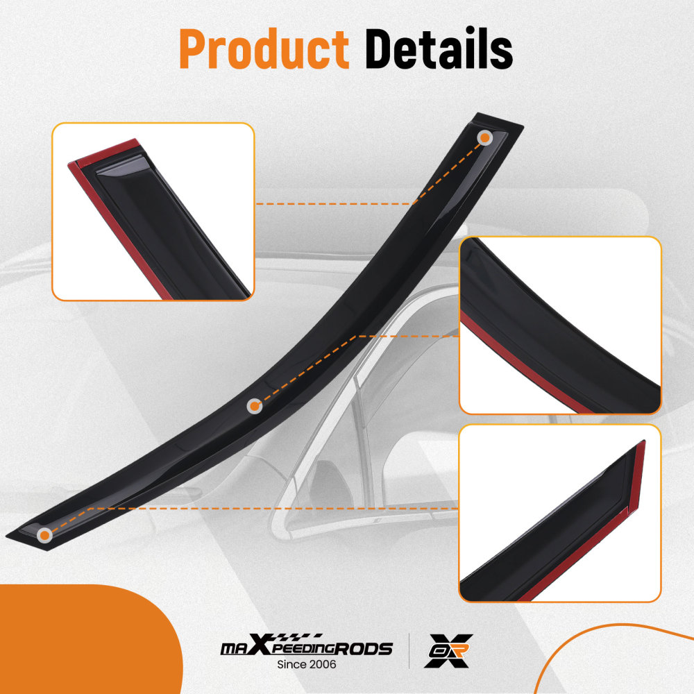 4 Piece Rain Guards compatible for Mercedes C Class 07-14 Outside Mount Tinted Set