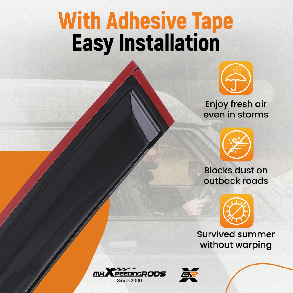 4 Piece Rain Guards compatible for Mercedes C Class 07-14 Outside Mount Tinted Set