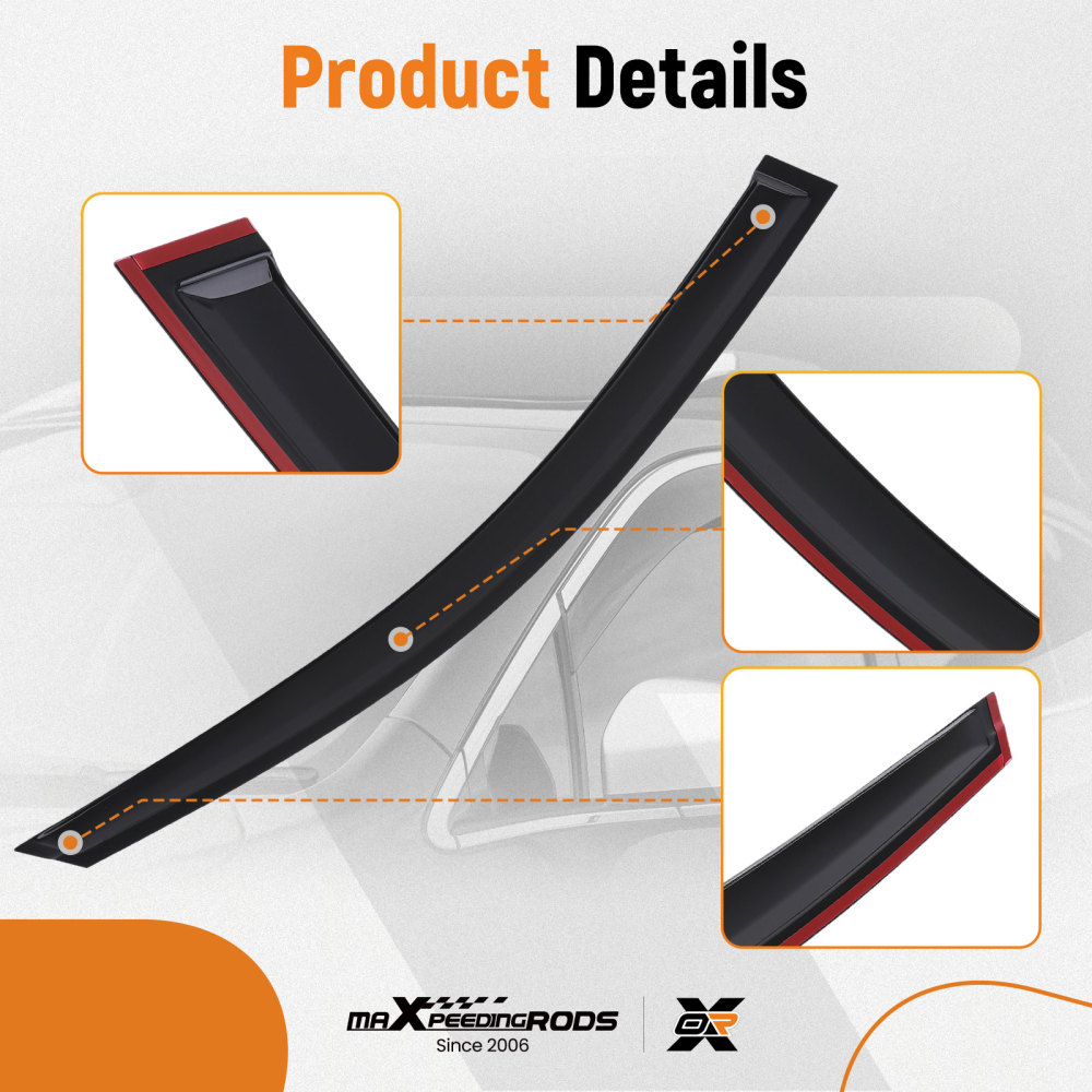 Door Rain Deflector Set compatible for Mercedes C-Class 2014-2022 Outside Mount Black 4pc