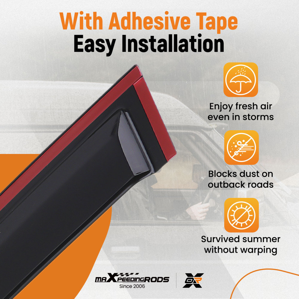 Door Rain Deflector Set compatible for Mercedes C-Class 2014-2022 Outside Mount Black 4pc