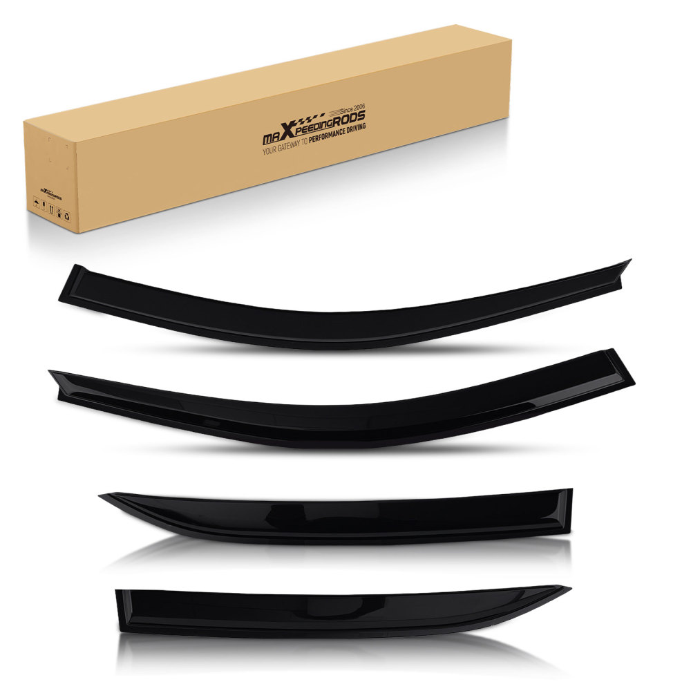 4PC Outside Mount Wind Deflectors compatible for Mercedes E-Class 2009-2016 Black Tinted