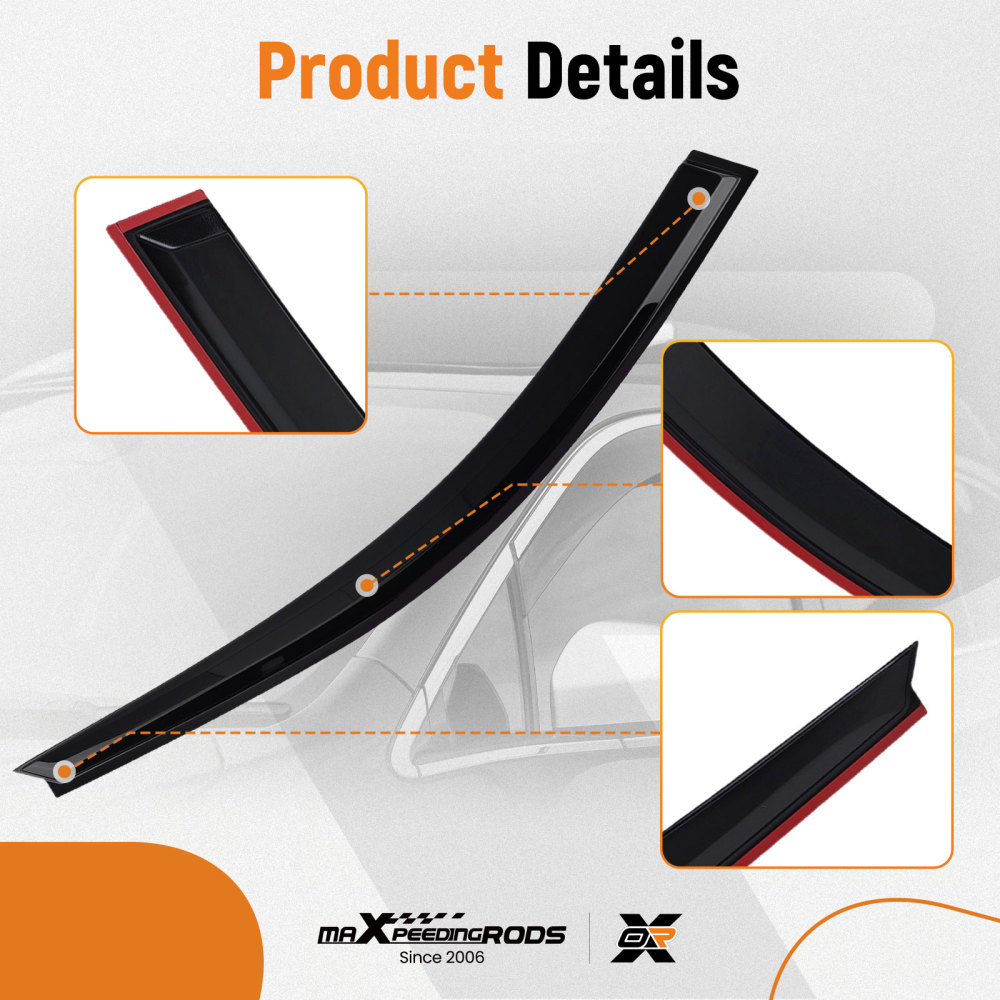 4PC Outside Mount Wind Deflectors compatible for Mercedes E-Class 2009-2016 Black Tinted