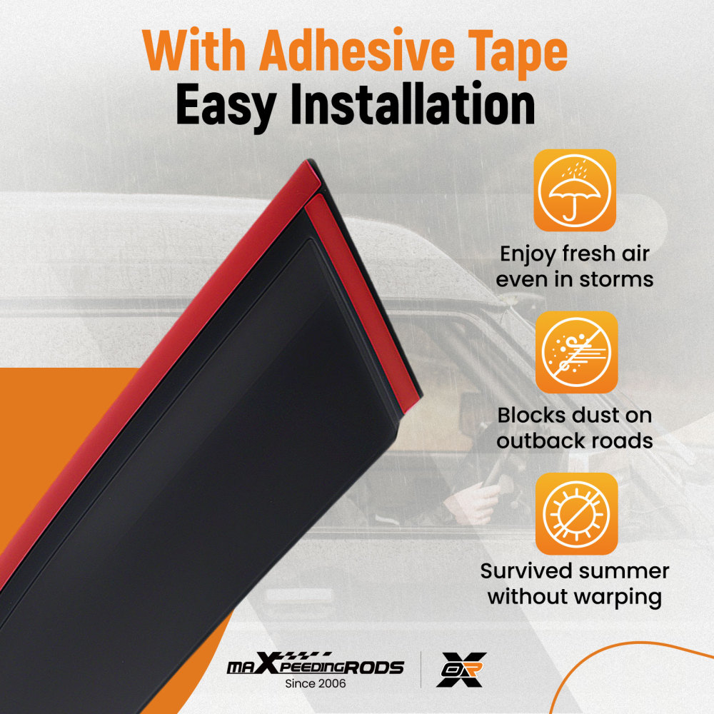 4PC Outside Mount Wind Deflectors compatible for Mercedes E-Class 2009-2016 Black Tinted