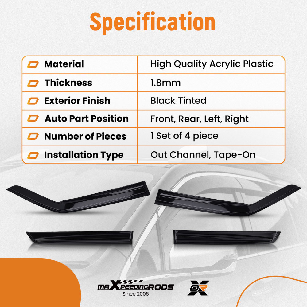 4pcs Vent Shields compatible for Nissan Juke 2010-2019 Outside Mount Black Tinted Set