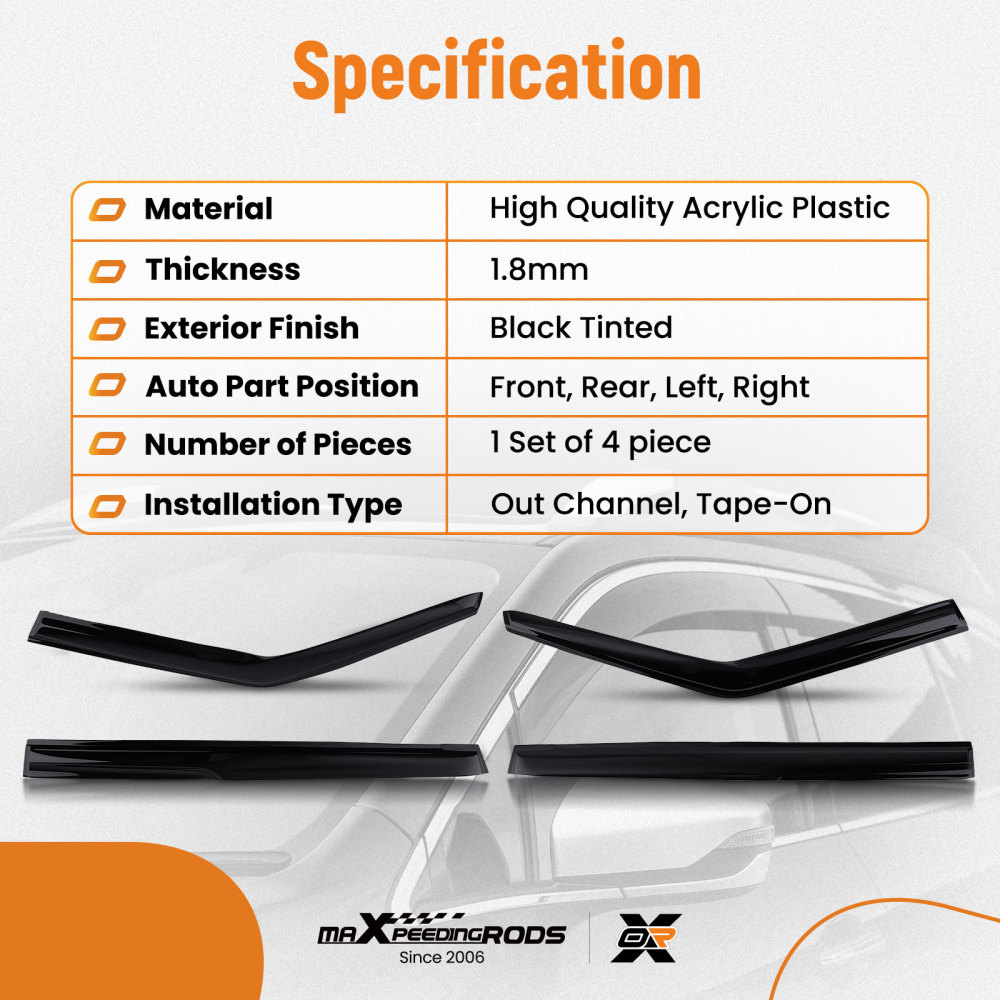 Door Wind Deflectors compatible for Skoda Fabia MK2 07-14 Outside Mount Black Tinted