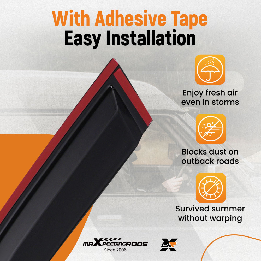 Door Rain Deflectors compatible for VW POLO MK5 09-17 Outside Mount Black Tinted Guards 4PC