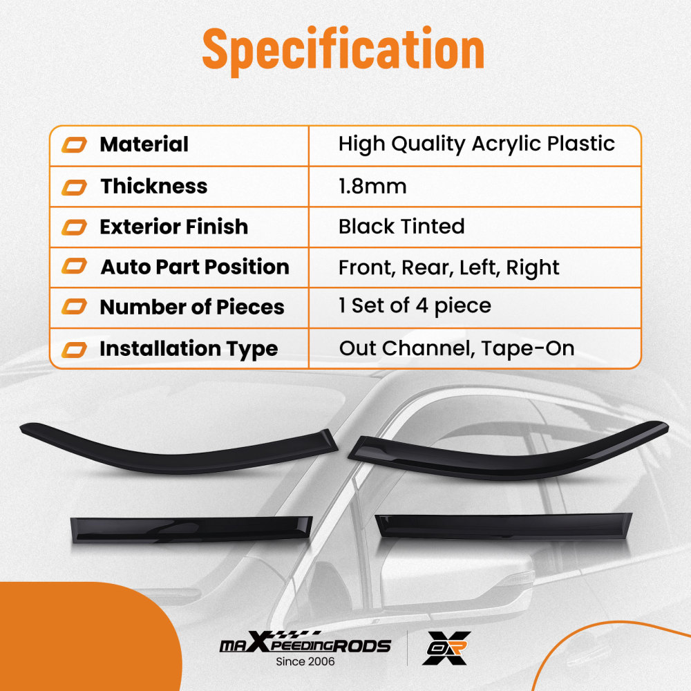 Door Wind Deflectors compatible for BMW X3 F25 2011-2017 Outside Mount Weather Guards Set