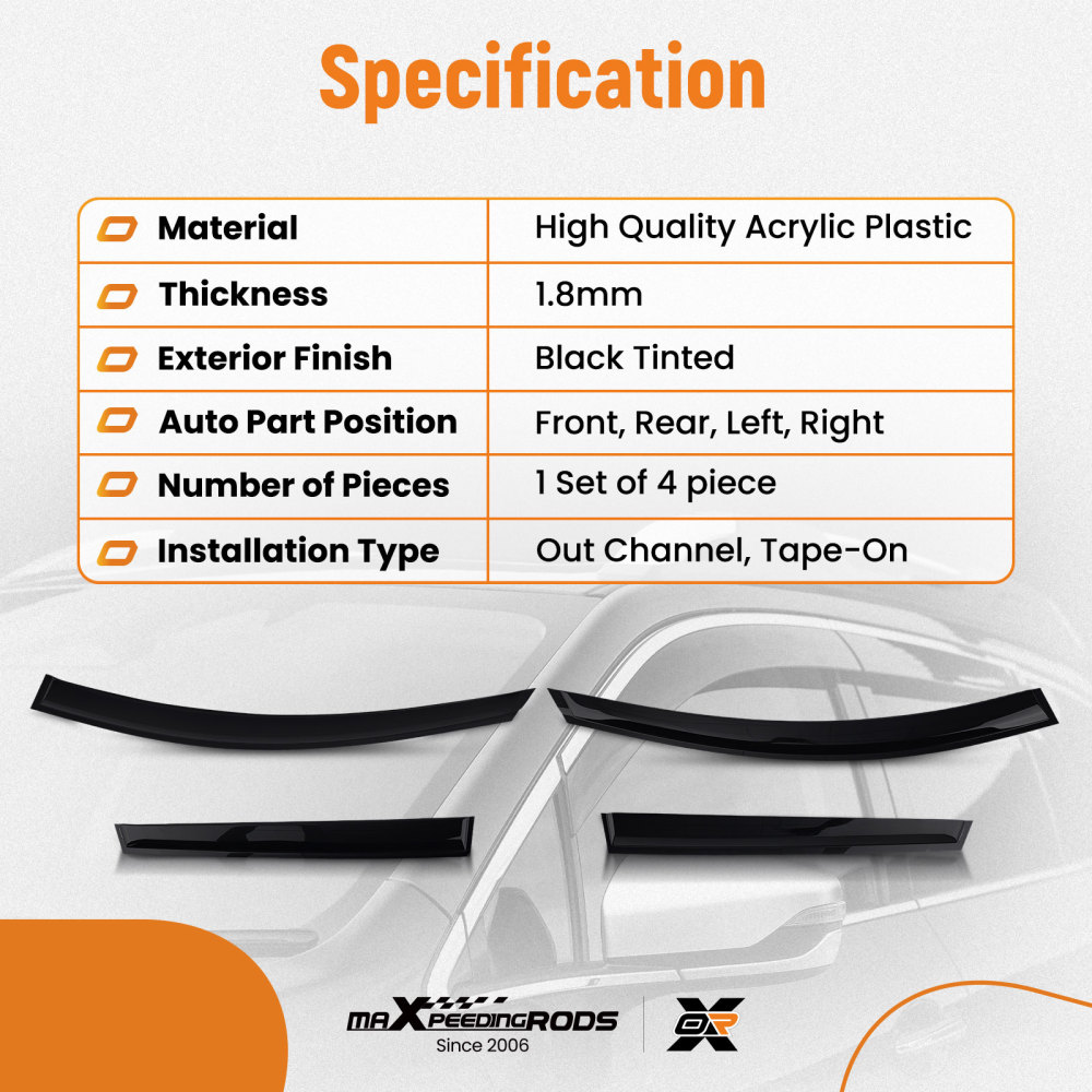 Door Wind Deflectors compatible for Volvo XC60 2008-2017 Outside Mount Black 4PC Set