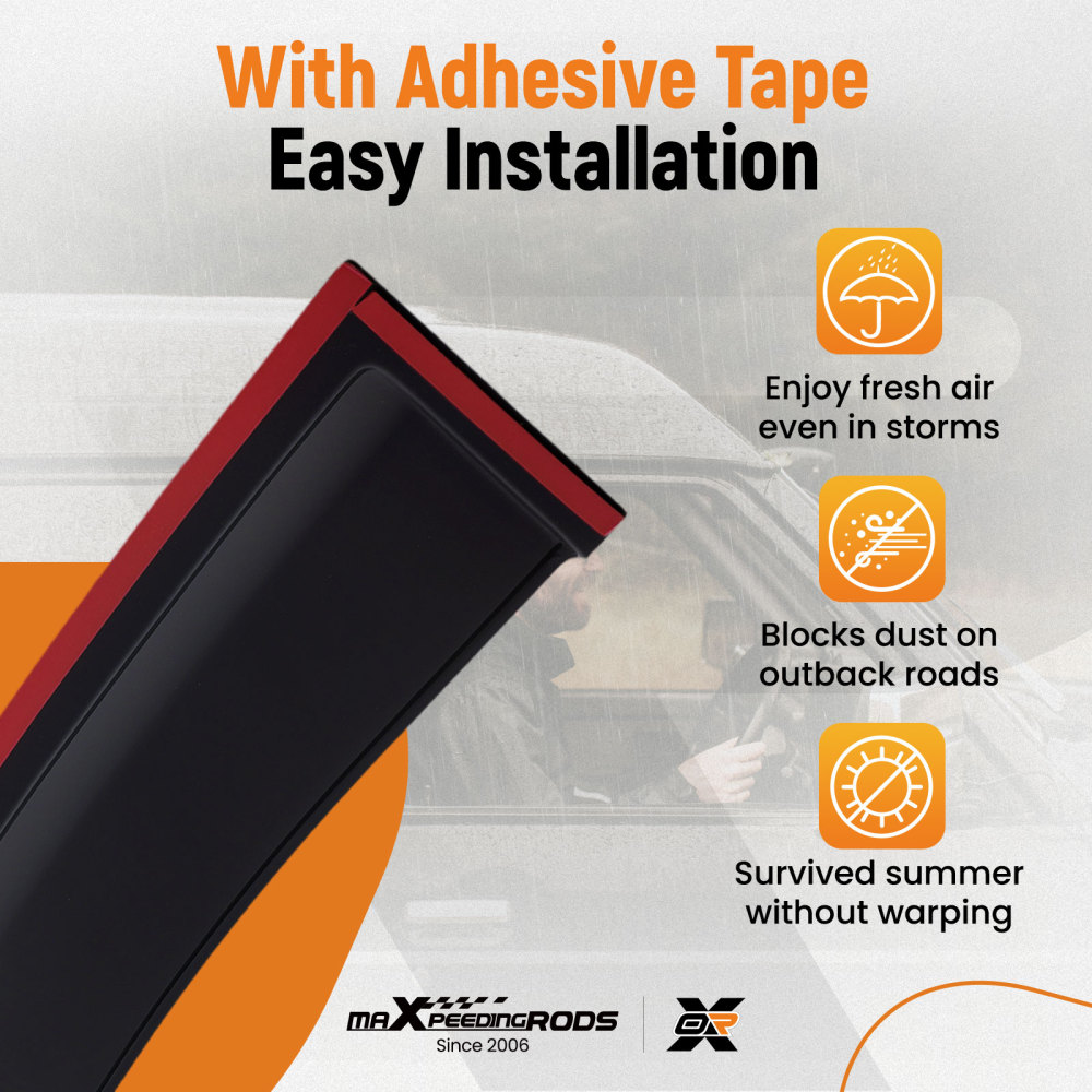 Door Wind Deflectors compatible for Volvo XC60 2008-2017 Outside Mount Black 4PC Set