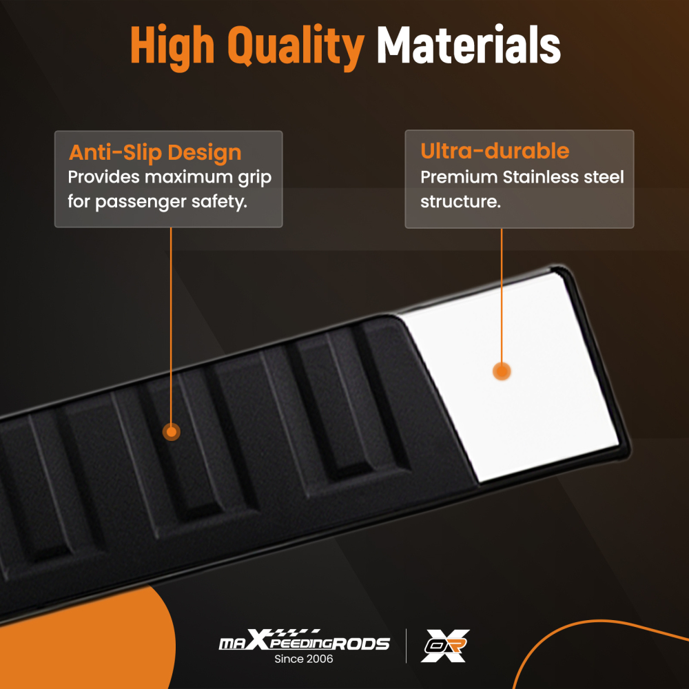 Non-Slip Nerf Bars Side Steps compatible for Ford F-150 Super Crew Cab 2015-25 Steel