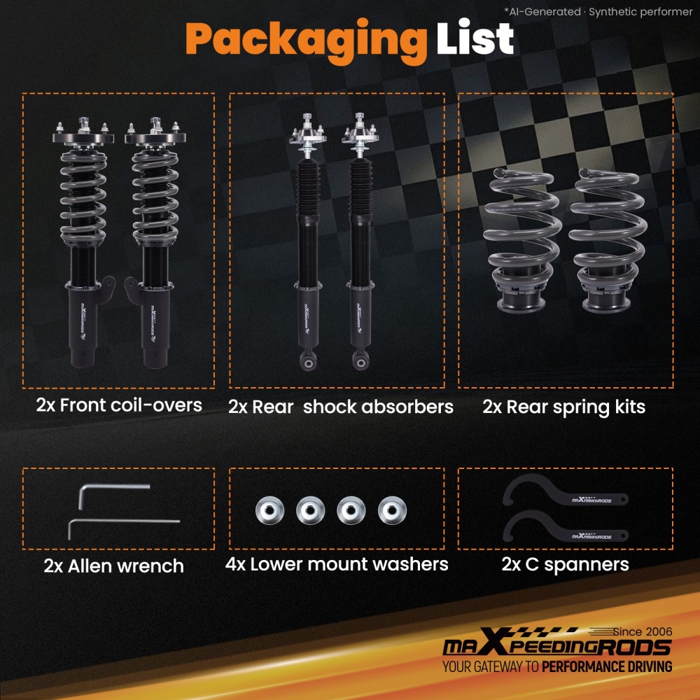 Compatible for BMW 3 Series E46 320i 2001-2005 T7 Upgrade Coilovers maXpeedingrods