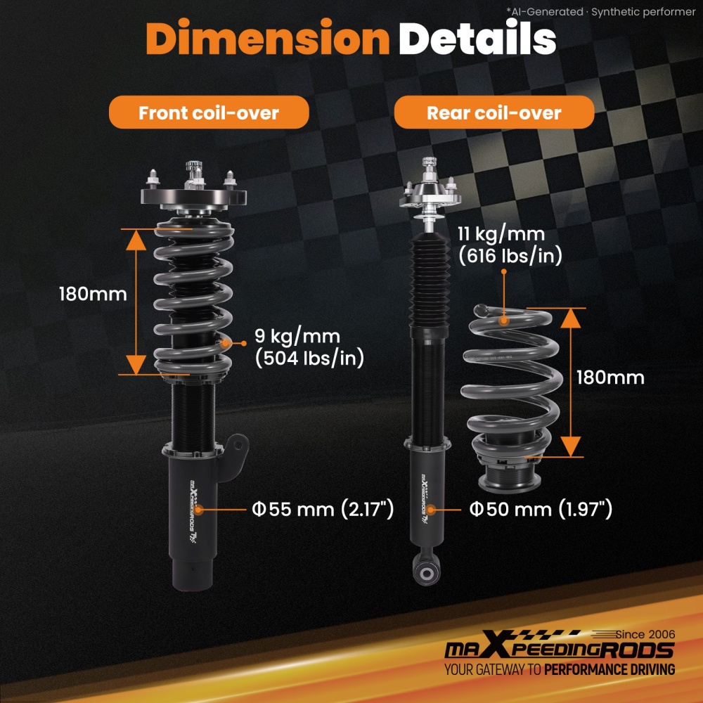 Compatible for BMW 3 Series E46 320i 2001-2005 T7 Upgrade Coilovers maXpeedingrods