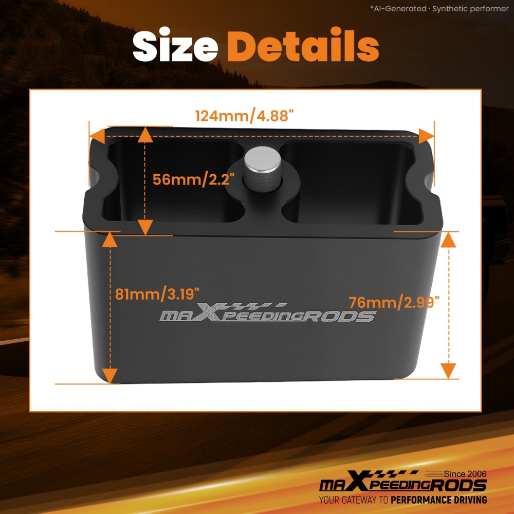 3 Rear Lowering Block compatible for Dodge Dakota 1990-2004 Anodized Aluminum 2° Taper