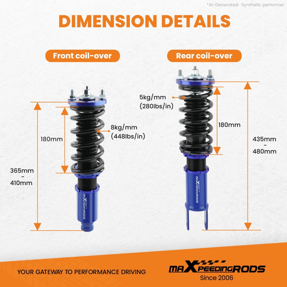 Compatible for Honda Integra 1993-2001 FWD Height Adjustable Coilovers maXpeedingrods