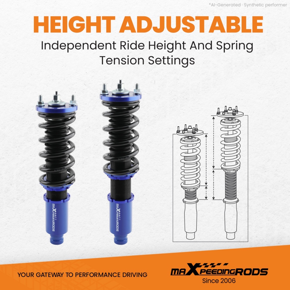 Compatible for Honda Integra 1993-2001 FWD Height Adjustable Coilovers maXpeedingrods
