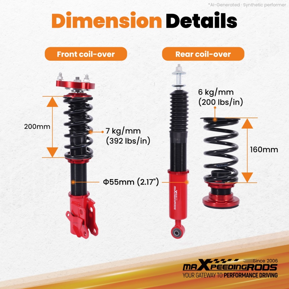 maXpeedingrods Coilovers Struts Compatible for Acura CSX 2006-2011 Height Adjustable