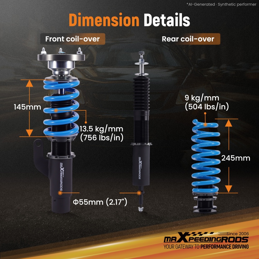 Compatible for BMW 3 Series E90/E92 335xi AWD 2007-2008 T6 Upgrade Lowering Coilovers maXpeedingrods