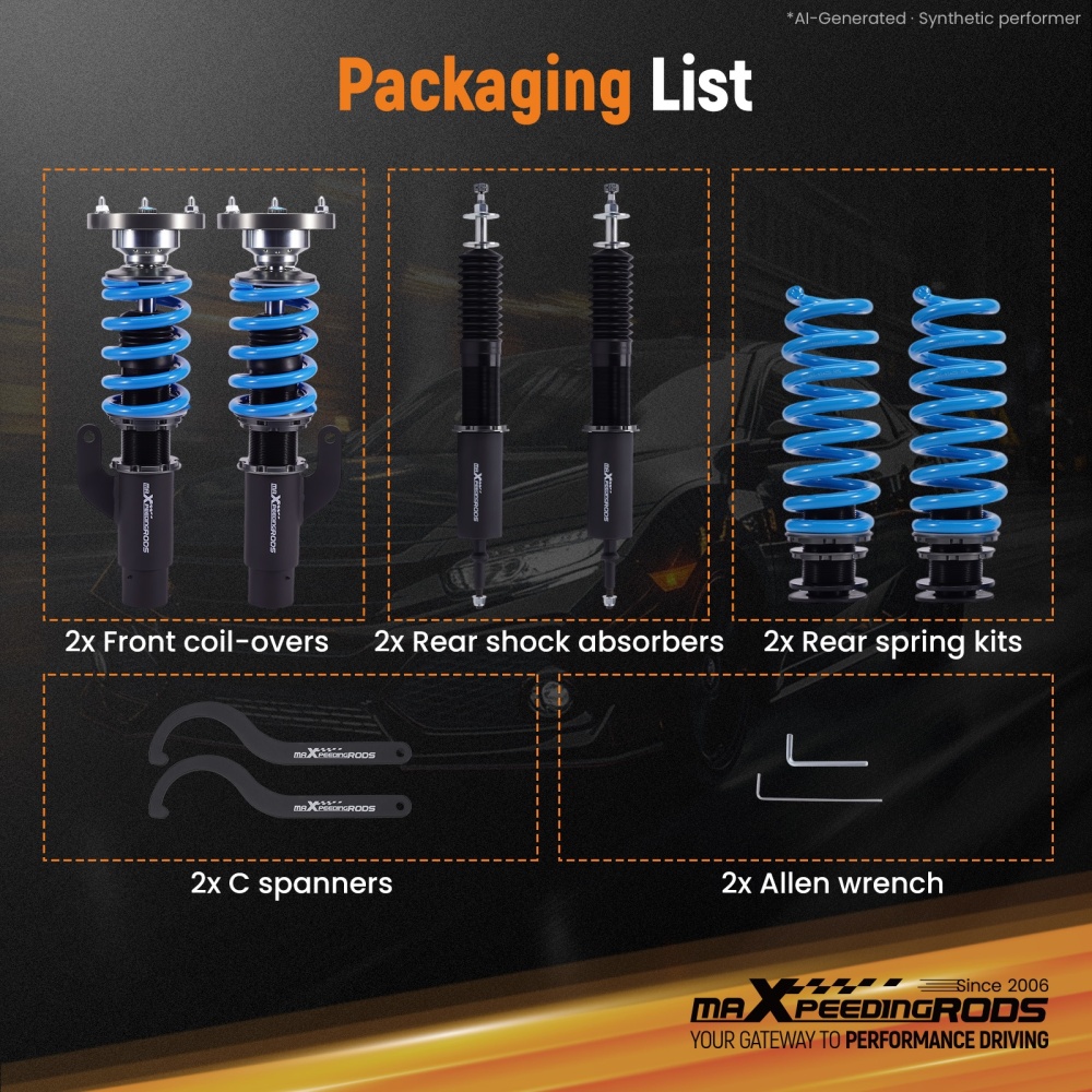 Compatible for BMW 3 Series E90/E92 335xi AWD 2007-2008 T6 Upgrade Lowering Coilovers maXpeedingrods