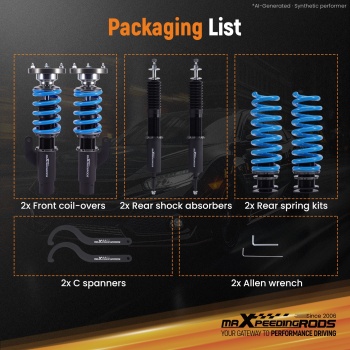 Compatible for BMW 3 Series E90/E92 335xi AWD 2007-2008 T6 Upgrade Lowering Coilovers maXpeedingrods