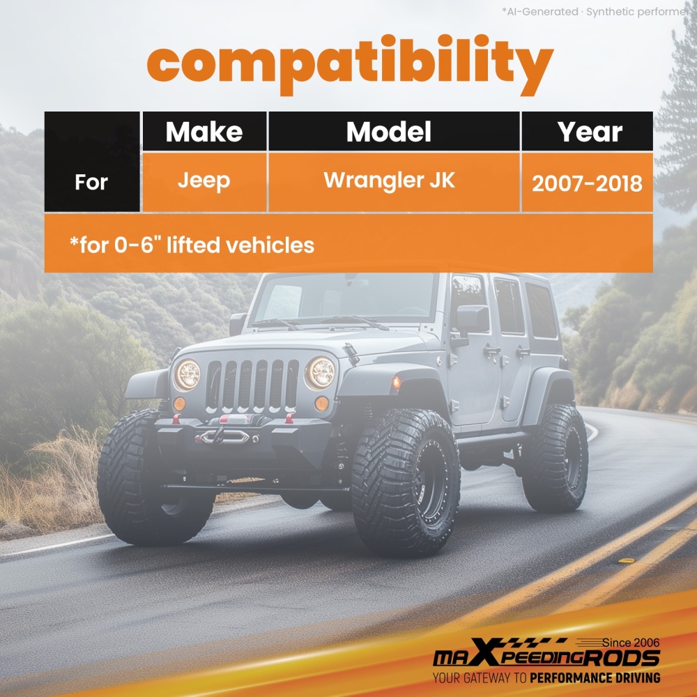 Suspension Lift Kit Front Adjustable Track Bar 0-6 compatible for Jeep Wrangler JK 2007-18