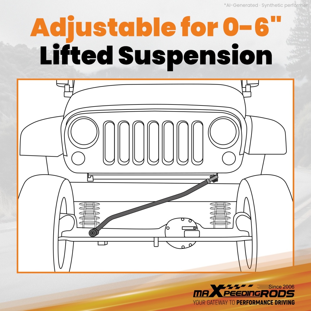 Suspension Lift Kit Front Adjustable Track Bar 0-6 compatible for Jeep Wrangler JK 2007-18