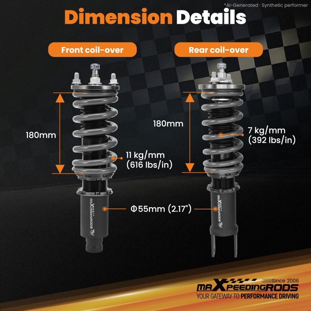Compatible for Honda CR-X del Sol 1992-1995 T7 Upgrade Coilovers maXpeedingrods