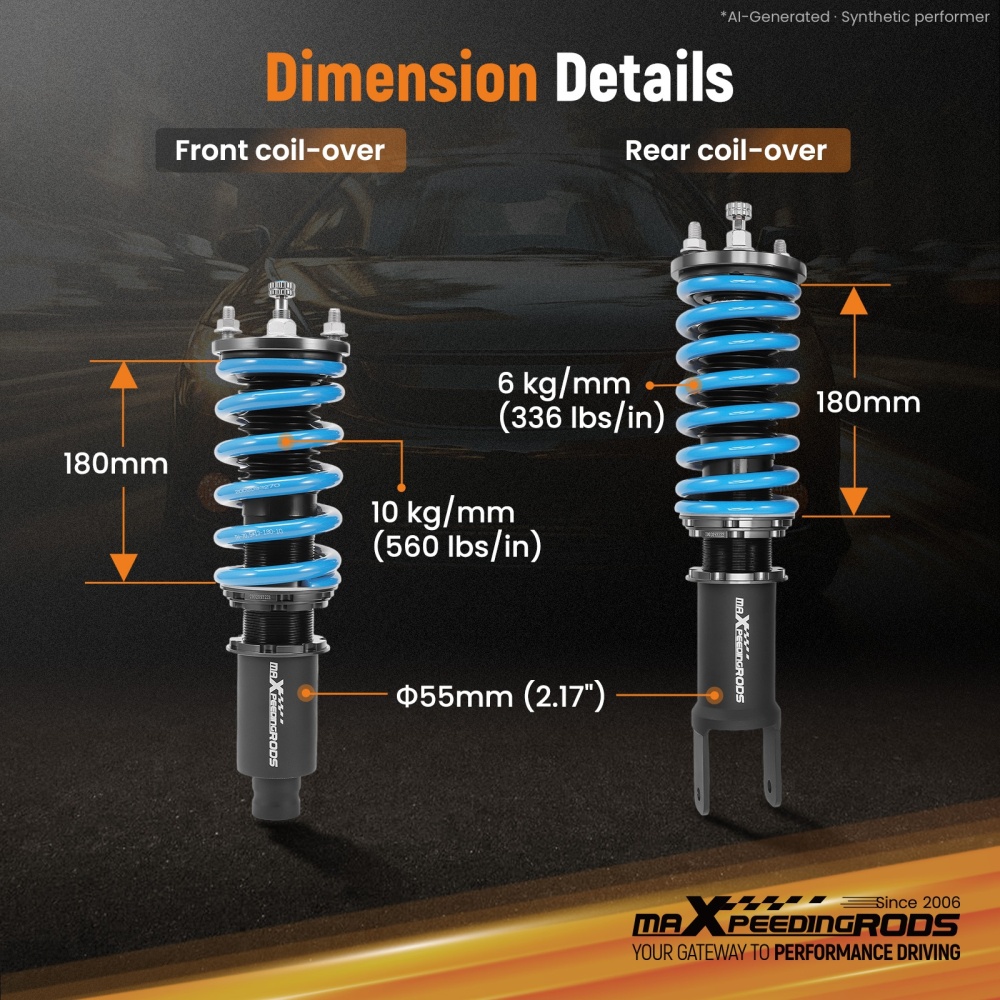 Compatible for Honda Civic 1988-2000 Rear Fork Type T6 Upgrade Lowering Coilovers maXpeedingrods