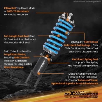 Compatible for Acura Integra 1990-2001 Rear Fork Type T6 Upgrade Lowering Coilovers maXpeedingrods