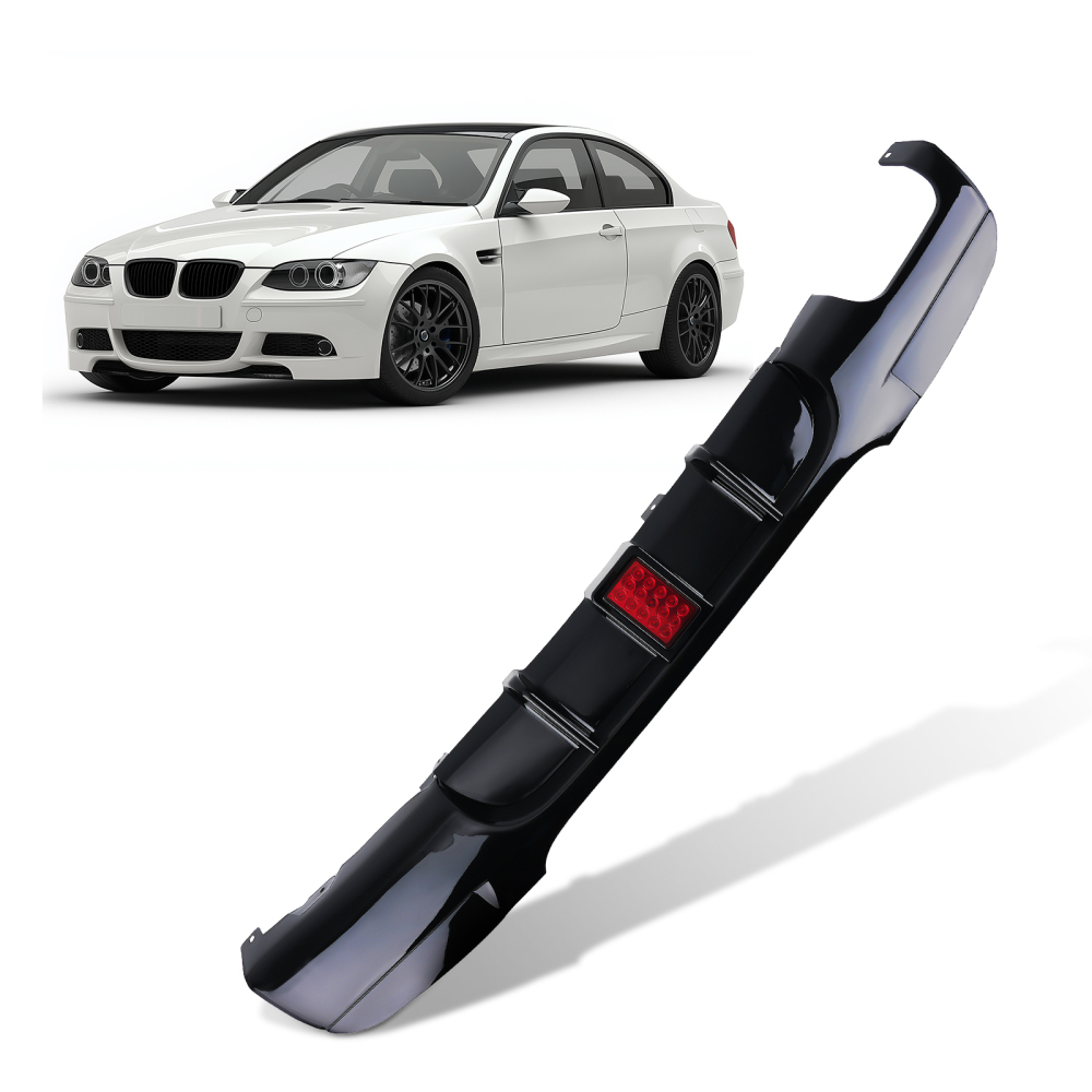 LED Rear Diffuser Lip Splitter Valance compatible for Bmw 3 Series E90 E91 M Sport 2005-12