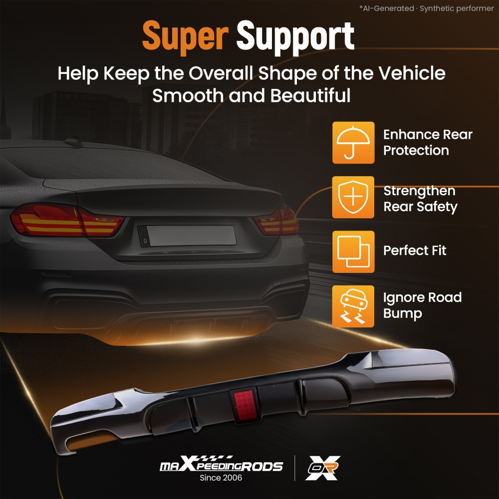 LED Rear Diffuser Lip Splitter Valance compatible for Bmw 3 Series E90 E91 M Sport 2005-12
