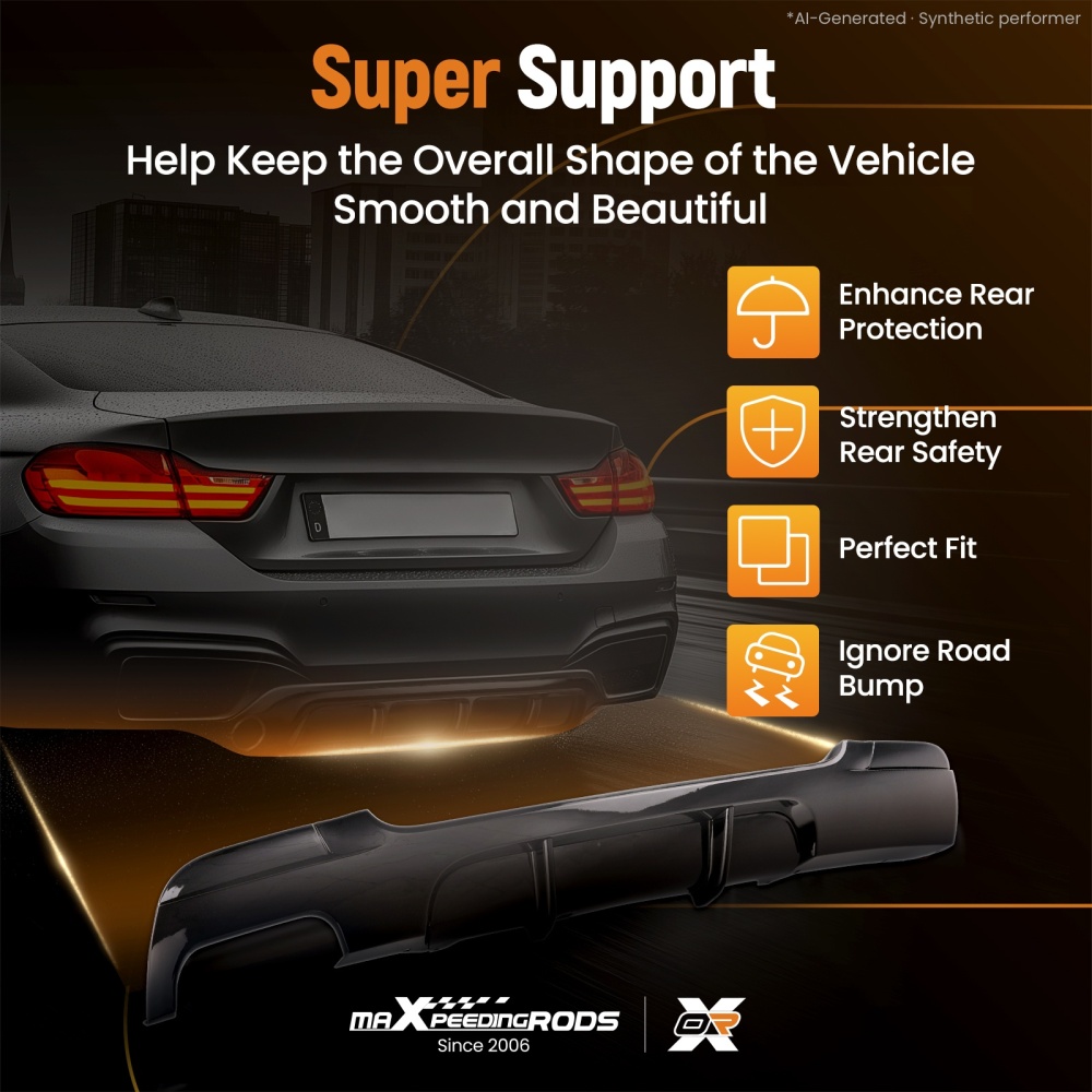 Rear Diffuser Gloss Black compatible for BMW 3 Series E92 E93 M Sport 2006 2007-2013 2014