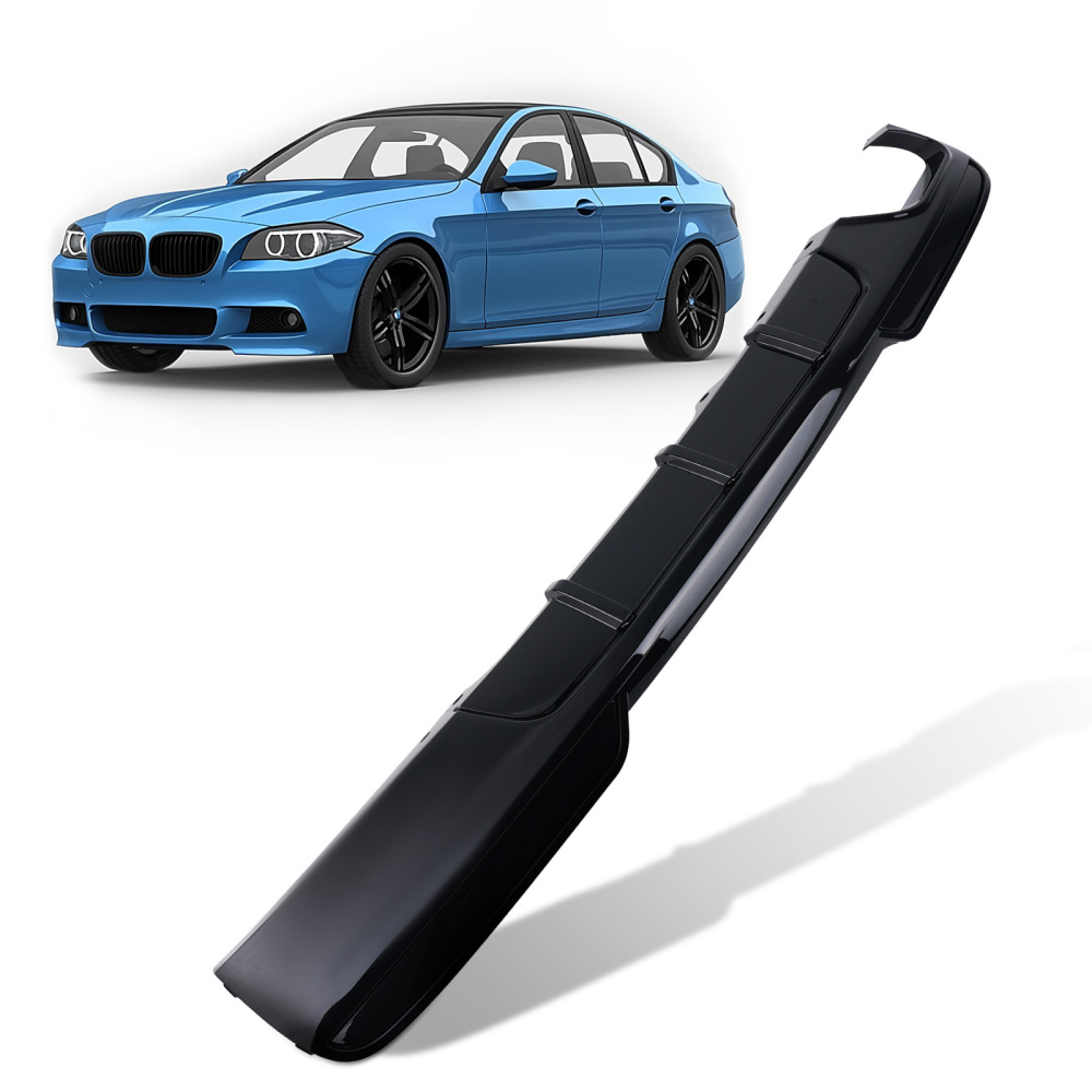 Rear Diffuser Splitter Twin Gloss Black compatible for BMW 5 Series F10 F11 M Sport