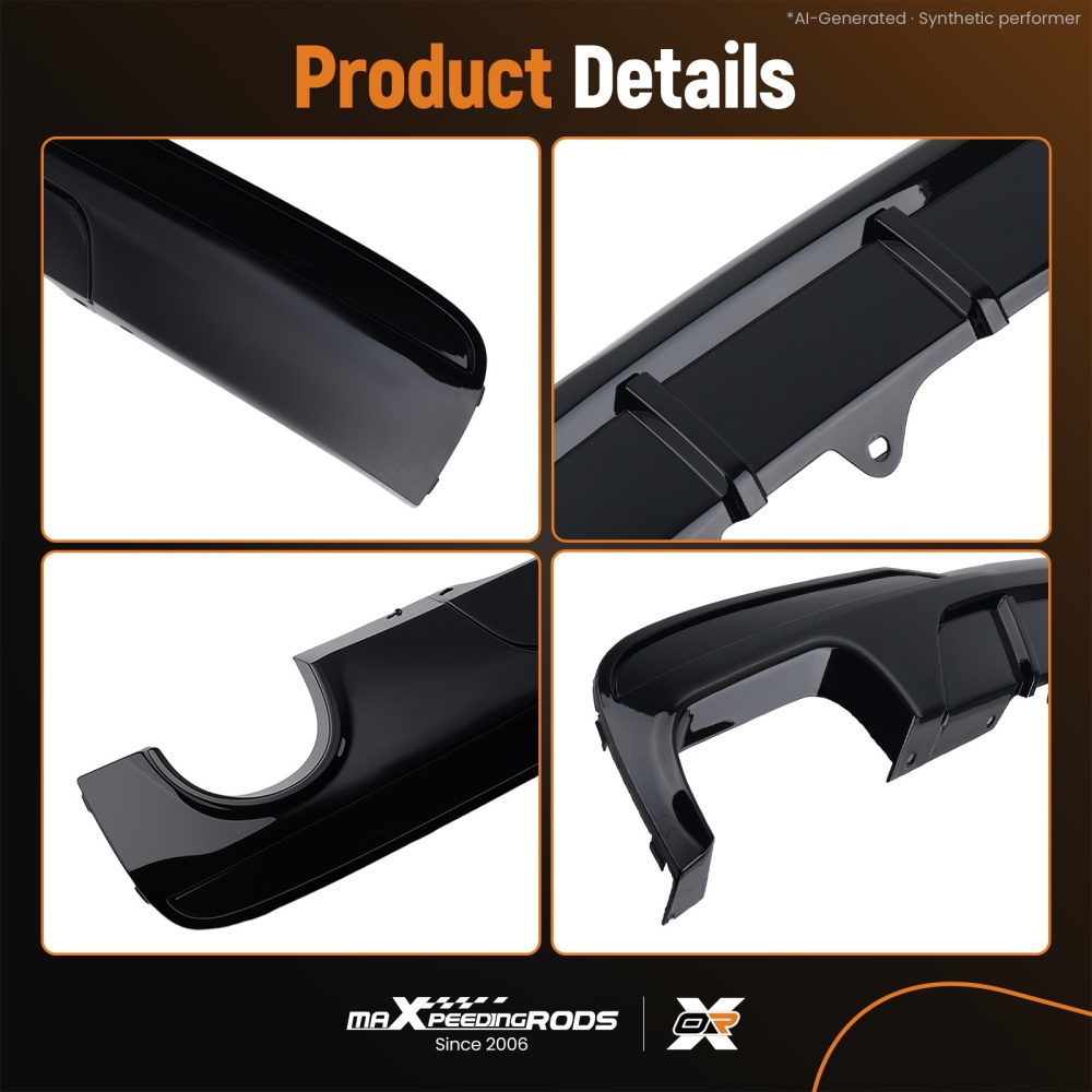 Rear Diffuser Splitter Twin Gloss Black compatible for BMW 5 Series F10 F11 M Sport