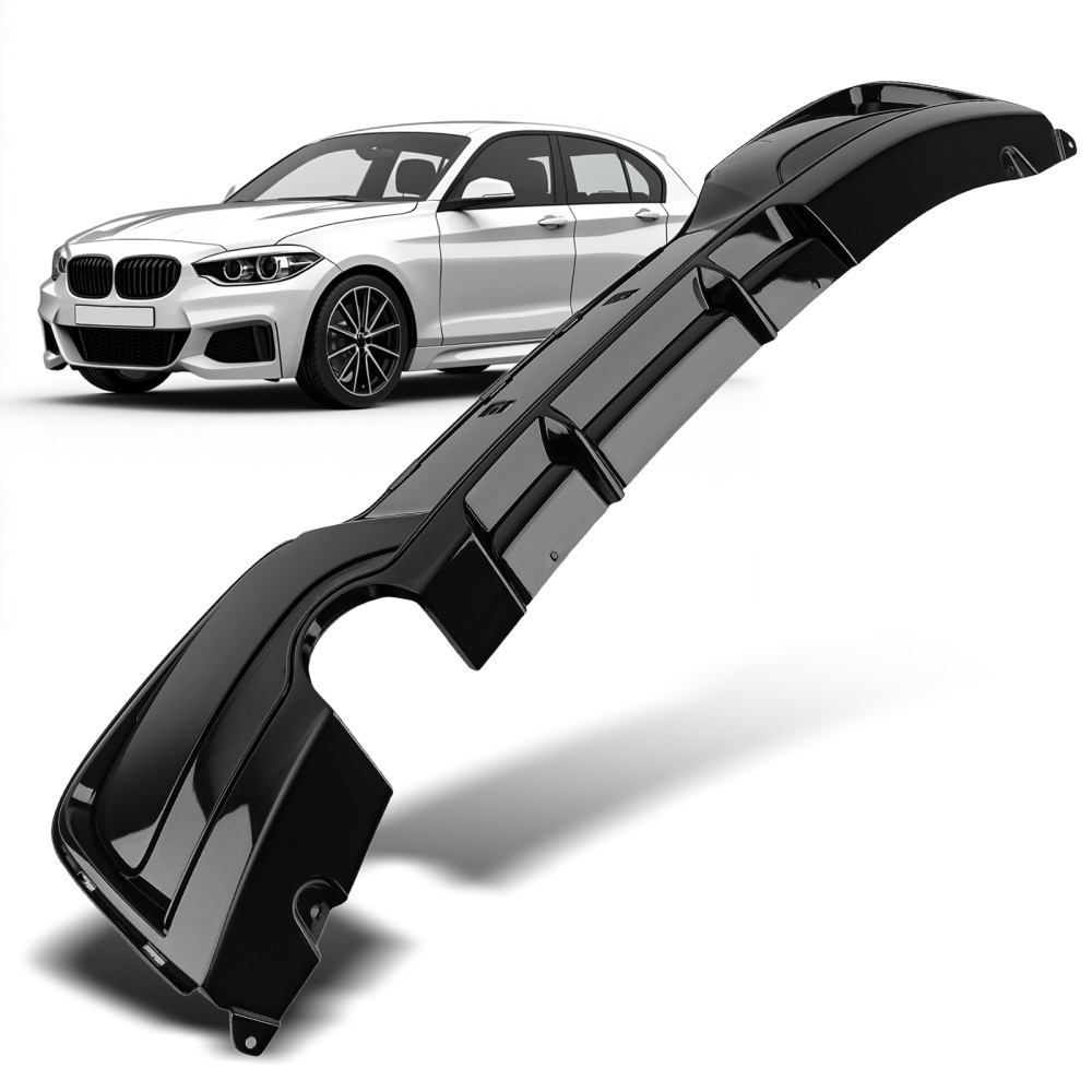 Rear Diffuser Dual Exhaust compatible for BMW 1 Series F20 F21 PRE-LCI M Sport Gloss Black