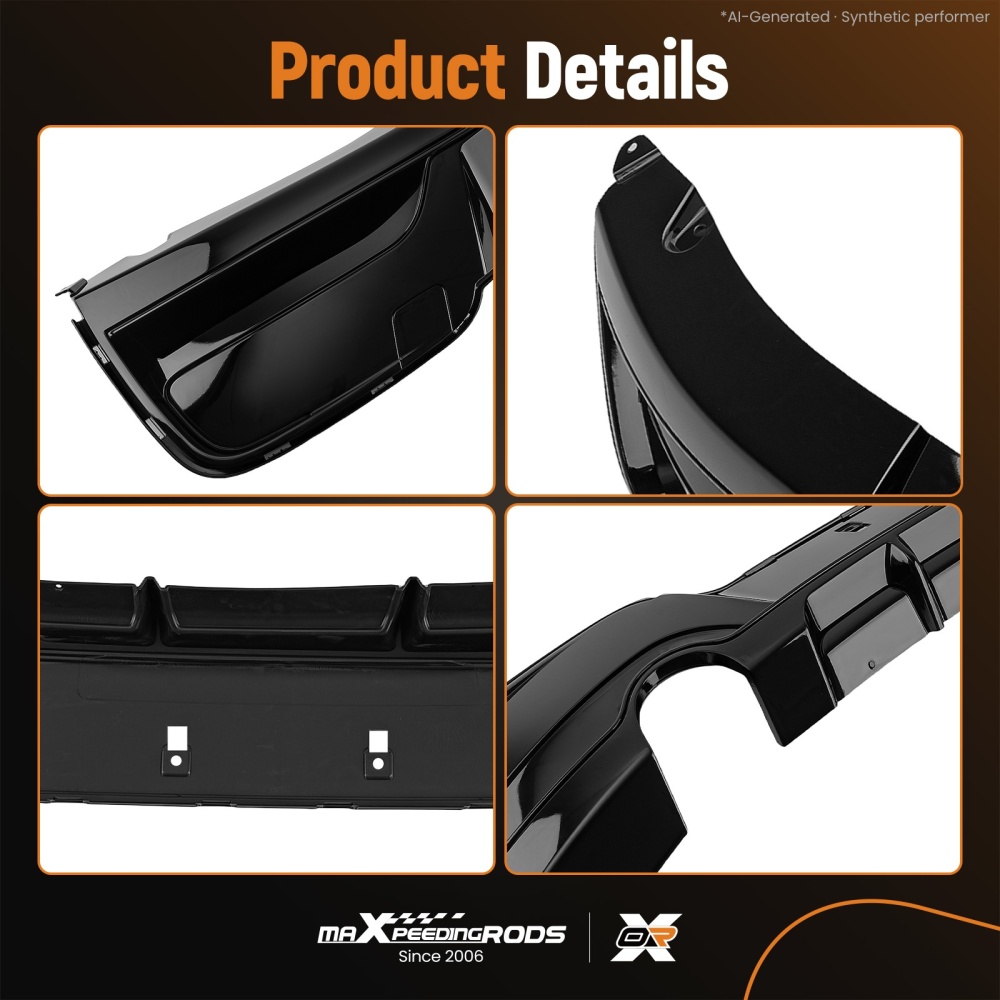 Rear Diffuser Dual Exhaust compatible for BMW 1 Series F20 F21 PRE-LCI M Sport Gloss Black
