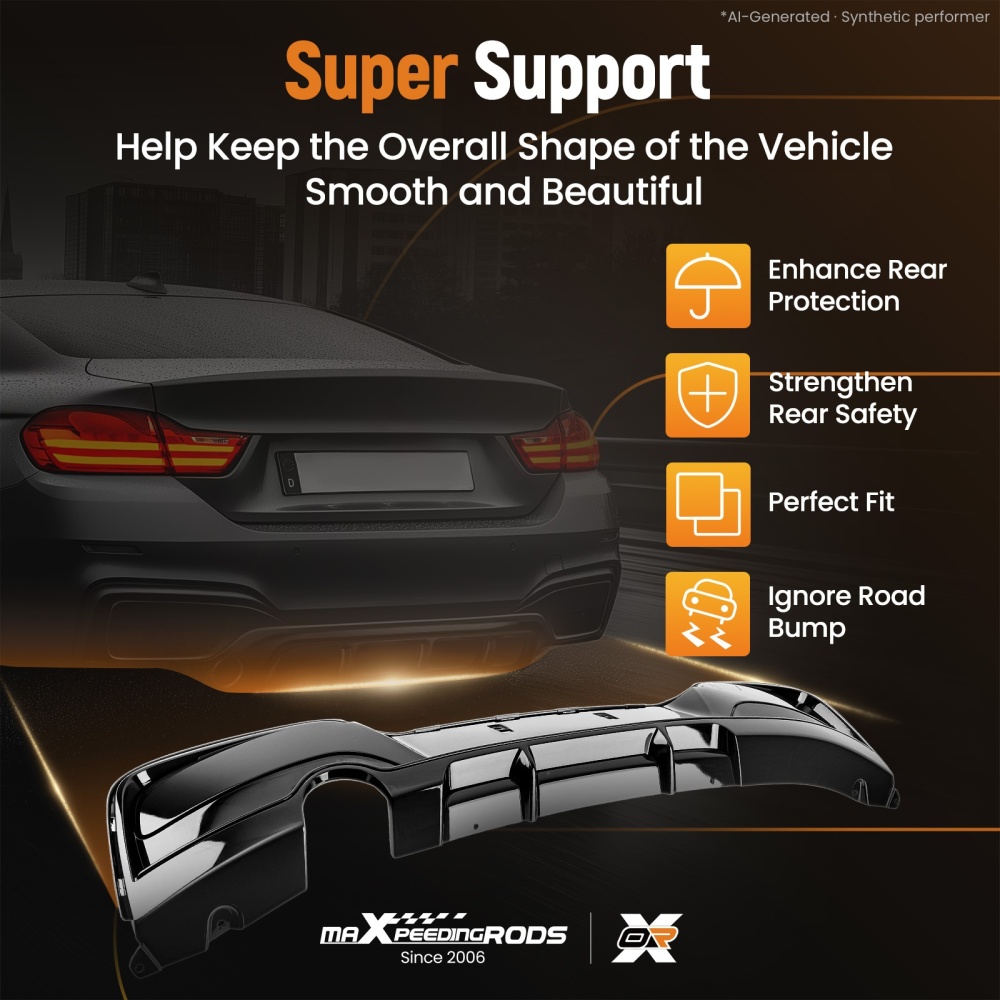 Rear Diffuser Dual Exhaust compatible for BMW 1 Series F20 F21 PRE-LCI M Sport Gloss Black